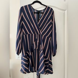 Navy blue and stripped dress, mid Length size Large